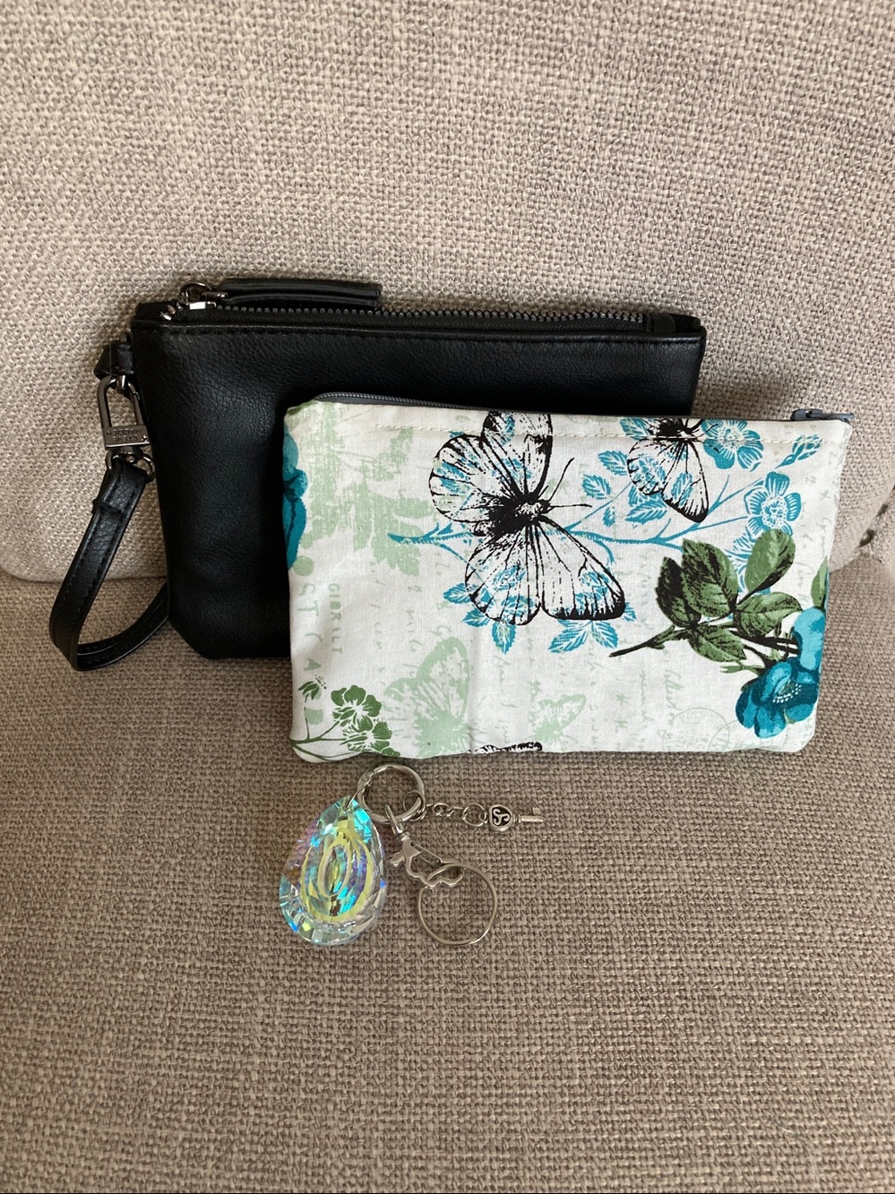 3pc Steve Madden wristlet with Handcrafted Pouch & bag charm Bundle